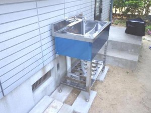 屋外 ステンレス シンク 取付け