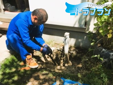 散水栓 取替え工事 漏水 排水詰まり 高圧洗浄 木の根っこ 神戸市 トラブラン