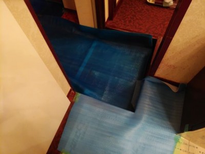 浴室リフォーム 養生シート 浴槽交換 トラブラン