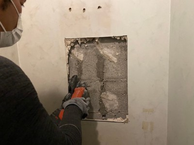 漏水 一次対応 トイレ配管 壁開口 ホテル 神戸市 トラブラン