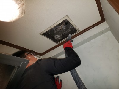 漏水修繕 4階天井 換気扇取外し 現場調査 トラブラン 神戸市