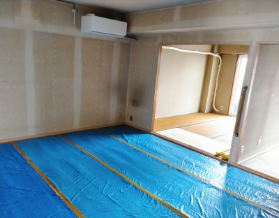 リビング 荷物の撤去 床 養生 シート 保護 工事 リフォーム マンション 神戸市 トラブラン