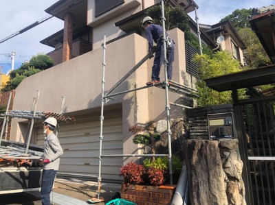 外構工事 外壁修繕 足場 外壁塗装 リフォーム 神戸市 トラブラン