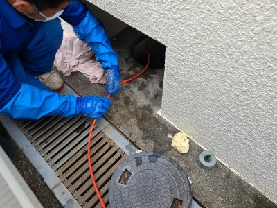 高台住宅 排水桝 固形汚物除去 小型カメラ 高圧洗浄 調査 神戸市 北区 西区 トラブラン