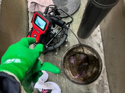 小型カメラ 排水管詰まり 固形汚物 除去 洗管 桝 神戸市 トラブラン
