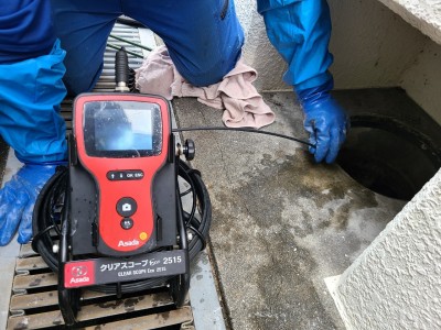 高台住宅 固形汚物除去 小型カメラ 排水 高圧洗浄 調査 神戸市 北区 西区 トラブラン