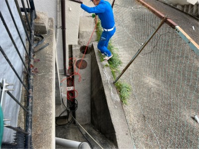 コンクリート桝 高圧洗浄 排水桝 配管 詰まり 繰り返す最終桝 神戸市 トラブラン