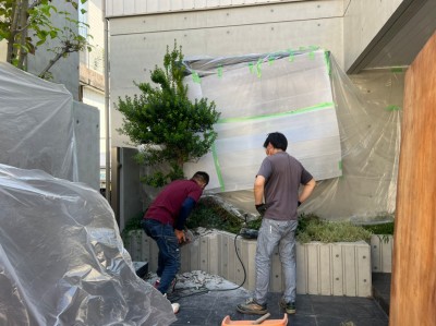 花壇の撤去 土 植木 撤去 斫り作業 エクステリア 庭 神戸市 トラブラン