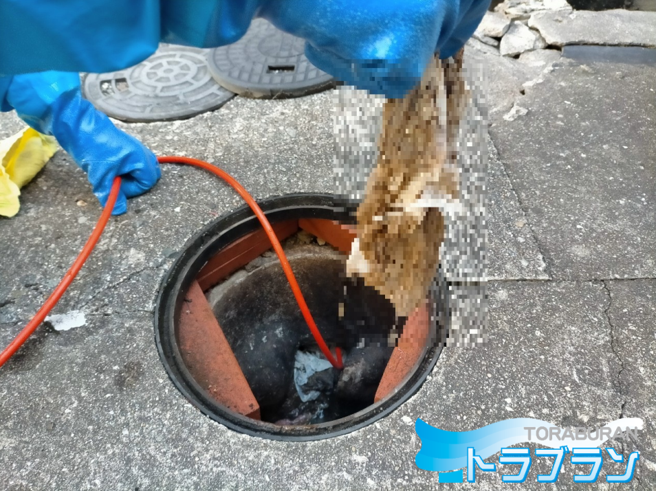 排水詰まり 洗濯排水 桝 配管 異物 高圧洗浄 神戸市 トラブラン