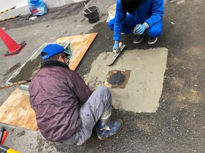 復旧作業 コンクリート仕上げ 止水栓交換工事 神戸市 トラブラン 