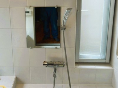 お風呂 タイルの貼替 シャワー水栓取付け 浴室 リフォーム 神戸市 トラブラン