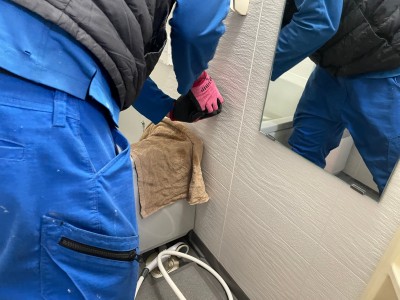 浴室水栓 取替え工事 取外し作業 お風呂 神戸市 トラブラン
