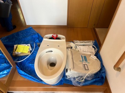 トイレ交換工事 便器 便座 タンク 新部材 LIXIL アメージュ 神戸市 トラブラン