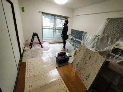 壁補強工事 エアコン 養生 養生ビニール エコフルガード 神戸市 トラブラン