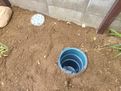 雨水桝 バケツ型 埋戻し 取替え工事 塩ビ桝 庭 神戸市 トラブラン