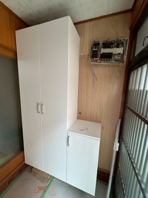 玄関リフォーム 下駄箱 大容量 シューズボックス コンパネ 神戸市 トラブラン 