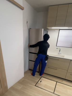 キッチンリフォーム 床 点検口 冷蔵庫 新調 神戸市 トラブラン
