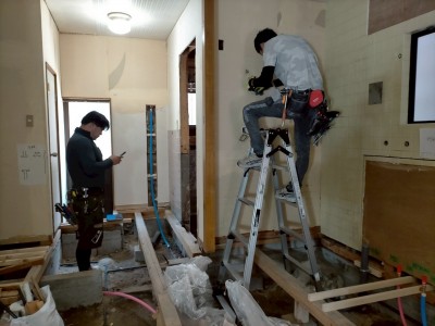 戸建 リフォーム 電気配線 仕込み キッチン 取替え 神戸市 トラブラン