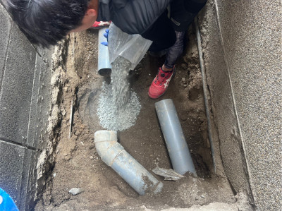 塩ビ桝 交換工事 土 バラス 転圧器 桝 神戸市 トラブラン 塩ビ桝 交換工事 土 バラス 転圧器 桝 神戸市 トラブラン